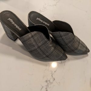 Jeffrey Campbell plaid slingback block heels